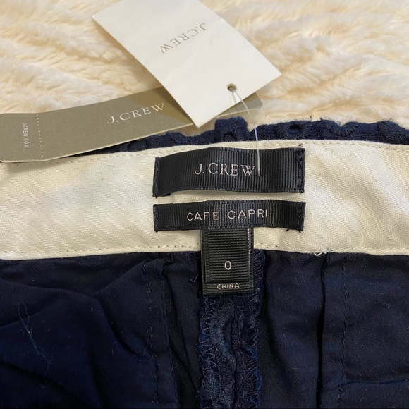 J CREW BNWT Navy Blue Cafe Capri Pinwheel Eyelet Lace Cropped Ankle Pants - Picture 5 of 11